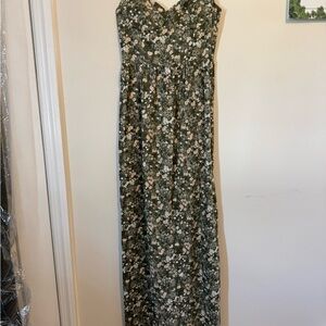 Reformation Green Floral Maxi Dress